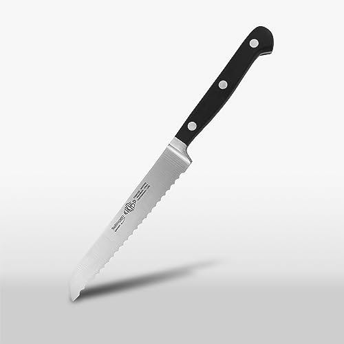 EIKASO SOLINGEN Brötchenmesser mit Welle 12cm scharfe Klinge aus Molybdänstahl 1.4116 Brotmesser Frühstücksmesser aus edlem Molybdänstahl geschmiedet für Brötchen Bagels Baguette von EIKASO