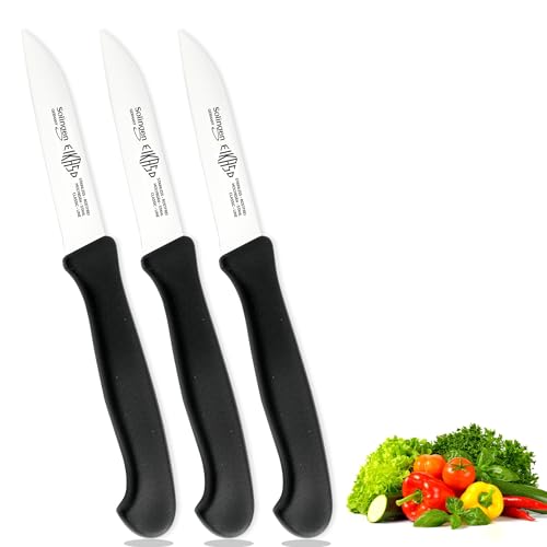 EIKASO Solingen Gemüsemesser Set 3teilig Profi Küchenmesser Obstmesser 8cm Klinge rostfrei aus Molybdänstahl 1.4116 mit ergonomischen Griff von EIKASO