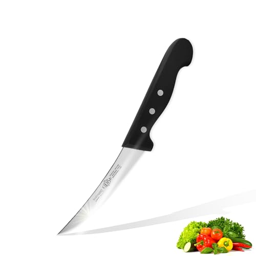 EIKASO Solingen Ausbeinmesser gebogen 13cm Klinge steif aus Molybdänstahl 1.4116 Gastro-Classic Filetiermesser extra scharfe handabgezogene Klinge mit ergonomischen Kunststoffgriff von EIKASO