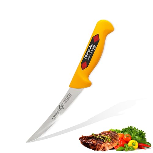 EIKASO Solingen Ausbeinmesser gebogene Klinge 13cm Klinge Semi-Flex aus Molybdänstahl 1.4116 Filetiermesser Fleischmesser Metzgermesser mit Profi Solinger Qualität für Fleisch Fisch Gemüse von EIKASO