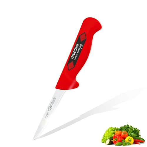 EIKASO Solingen Ausbeinmesser gerade 10cm Klinge Semi Flex aus Molybdänstahl 1.4116 Profi Fleischmesser Filetiermesser Schlachtermesser handabgezogen und eisgehärtet (Rot) von EIKASO