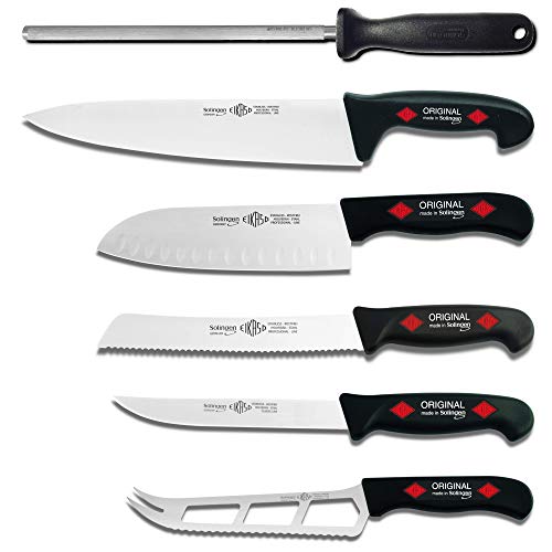 EIKASO Solingen Germany Küchenmesser Set 6-Teilig Kochmesser Set Santokumesser Brotmesser aus Molybdänstahl 1.4116 für Profis und Privat von EIKASO
