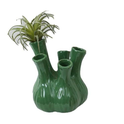 EILJSF 15–34 cm kreative Fünf-Loch-Knoblauch-Keramikvase, Keramik-Hydrokultur-Blumentopf, Blumenarrangement-Vase für Wohnzimmer, Schlafzimmer, Dekoration EILJSF 15–34 cm kreative Fünf-Loch-Knoblauch-Keramikvase, Keramik-Hydrokultur-Blumentopf, Blumenarrangement-Vase für Wohnzimmer, Schlafzimmer, Dekoration von EILJSF