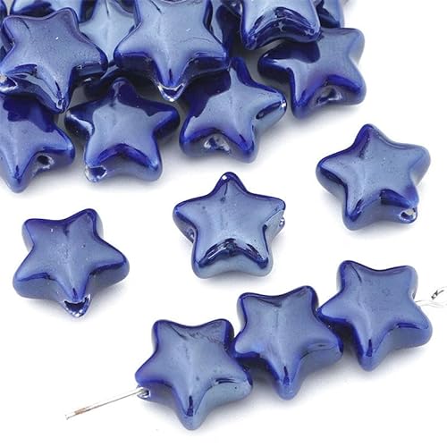 EILJSF 20 Stück 15 mm UV-farbige Sternperlen Keramikperlen zur Schmuckherstellung lose Keramikperlen zum Basteln von Armbändern Porzellanperlen zum Anhängen von Ohrringen von EILJSF
