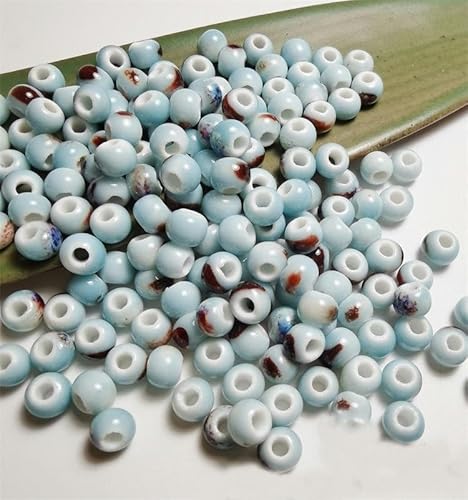 EILJSF Keramikperlen in verschiedenen Farben 6 mm für die Armbandherstellung Porzellanperlen Abstandsperlen zum Basteln von Schmuck 100 Stück von EILJSF