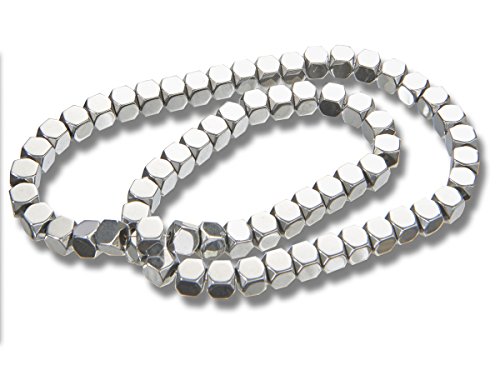 EIMASS® Edelsteine, Halbedelsteine, Natursteine, Würfelperlen für Schmuckherstellung (Silber Hämatit, 4 mm) von EIMASS