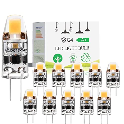 2W G4 LED Leuchtmittel Birne, G4 LED Lampen Dimmbar Kaltweiß 6000K COB Glühbirnen Ersatz für G4 20W Halogenlampen, 12V AC/DC, 360° Abstrahlwinkel, Kein Flackern, 10er Pack von EIMOPE