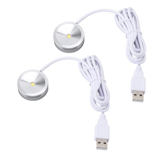EIMSOAH 2pcs Kleines LED -Licht, Display Spotlight Round USB -Stecker in Kleine LED -Showcase -Lampe mit 4,2 Fuß Kabel für Schmuckschrank Schrankregal 5V (Weiße Beleuchtung) von EIMSOAH