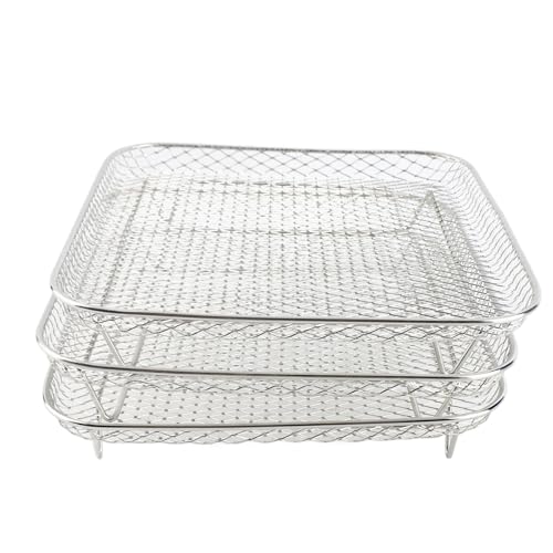 EIMSOAH 3 Layer Quadrat Fritteuse, Spülmaschinensicher, SUS304 Edelstahl Fritteuchsengrill -Rack -Accessoire Zum Kochen, Zum Kochen von EIMSOAH