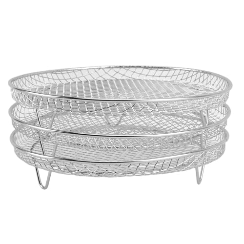 EIMSOAH 3-teiliges Frittiergestell-Set, Stapelbares Mehrschichtiges Dörrgestell aus Edelstahl 304, (Runden) von EIMSOAH