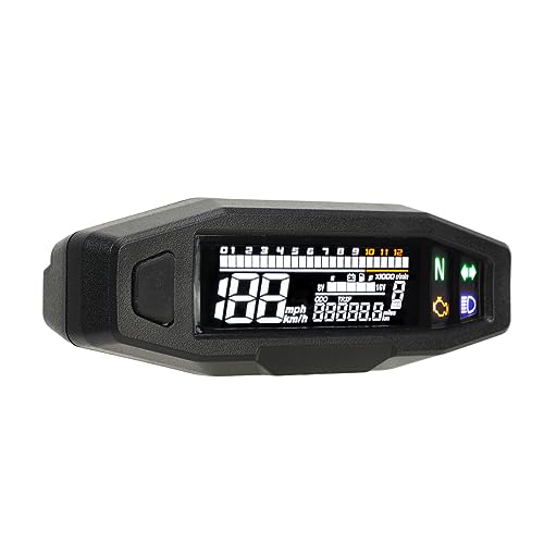 EIMSOAH Tachometer Vielseitiger LCD -Display, Universelle Modifikation Motor mit Hoher Genauigkeit 12V LED -Kraftstoffspiegelmesser für Motor von EIMSOAH