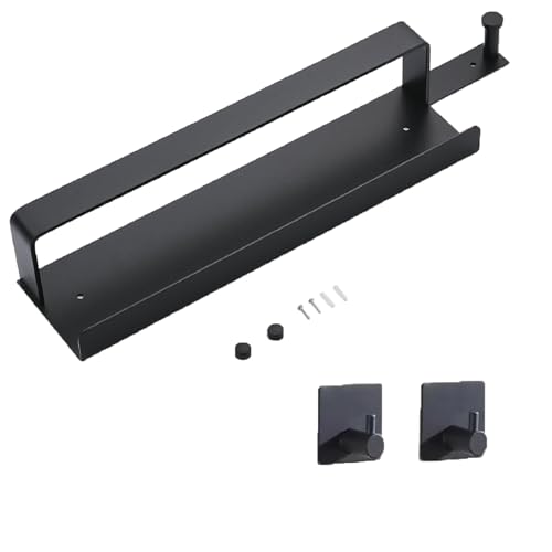 Handtuchhalter Ohne Bohren Schwarz, Handtuch Aufbewahrung Bad, Handtuchhalter Wand, Gästehandtuchhalter Selbstklebend mit 2 Stück Handtuchhaken von EIMZU