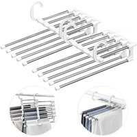 Hosenbügel 2er-Set, Mehrzweck-Kleiderbügel aus Edelstahl, platzsparend, faltbar, erweiterbar, mehrere Kleiderbügel, Kleiderschrank-Rack, weiß von EINEMGELD