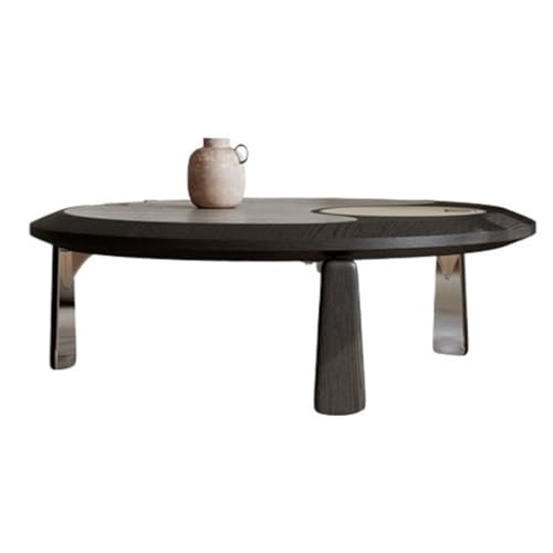 Couchtisch, einfacher Couchtisch für Wohnzimmer, runder kleiner Tisch, Marmor-Teetisch von EINES