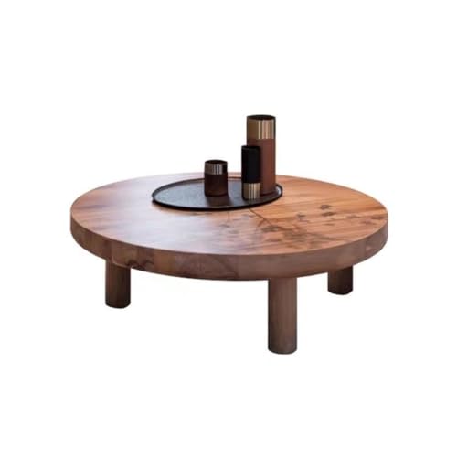 EINES Couchtisch, Massivholz, rund, Couchtisch für Zuhause, Wohnzimmer, Holzscheit, klein, schlicht, B & Retro(L) von EINES