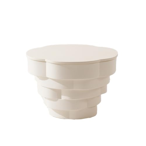 EINES Couchtisch, nordischer moderner schlichter Wolken-Kaffeetisch, klein, Wohnung, Wohnzimmer, cremefarben, rund, niedrig (C) von EINES