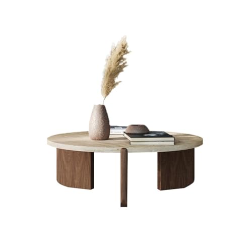 EINES Couchtisch, rund, Travertin, klein, modern, schlicht, B (60 x 60 x 35 cm) von EINES