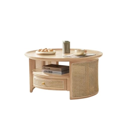 EINES Couchtisch, rund, klein, Retro, Massivholz, niedrige Tische, (D) von EINES