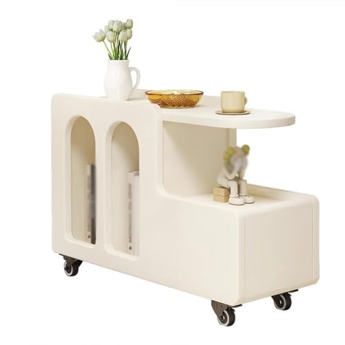 EINES Nachtkästchen Nordic Simple Trolley, mobiler Couchtisch im cremefarbenen Stil, Nachttisch for zu Hause, Aufbewahrungsschrank for das Schlafzimmer EINES Nachtkästchen Nordic Simple Trolley, mobiler Couchtisch im cremefarbenen Stil, Nachttisch for zu Hause, Aufbewahrungsschrank for das Schlafzimmer von EINES