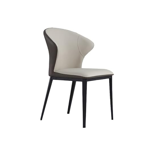 Schreibtischstuhl Einfacher moderner Esszimmerstuhl mit Rückenlehne for Zuhause, Hotel, Freizeitstuhl, bequemer Lederstuhl aus Eisen Spielstuhl(GrayWhite) von EINES