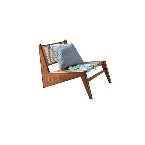 Schreibtischstuhl Holz Rattan Einzel Liege Hause Wohnzimmer Rückenlehne Stuhl Balkon Freizeit Sofa Stuhl Spielstuhl(B) von EINES