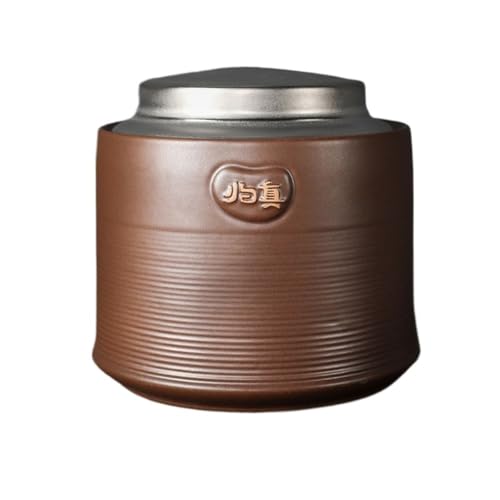 Speisekammer-Aufbewahrungsbehälter Retro Großgebinde Tee Vorratsdose Keramik Großraumbehälter Dose Kreative Doppelschicht Blechdeckel Versiegelte Dose Teelager Keramikbehälter für Tee, Kaffee, Mehl, Z von EINES