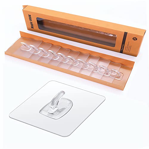 EINFAGOOD Große Klebehaken Extra Stark, Belastbar Haken Selbstklebend, Zauberhaken (7 cmx7 cm, Transparent, 10 Stücke) von EINFAGOOD