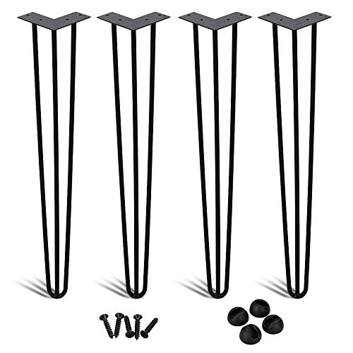 Einfeben 4X Haarnadel Tischbeine Hairpin Legs 40cm 3-Stange Modern-Stil Schreibtisch Beine Möbelfüße Austauschbare Tisch und Schrank Beine Durchmesser 12 mm Schwarz von Einfeben