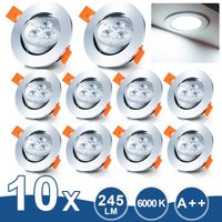 Einfeben - 10x led Einbaustrahler 3W Decken-Spots kaltWeiß Einbauleuchte Einbauspot Drehbar Einfeben - 10x led Einbaustrahler 3W Decken-Spots kaltWeiß Einbauleuchte Einbauspot Drehbar von EINFEBEN