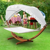 Swanew Hängematte mit Gestell Gartenliege Hängematten Stabhängematte Outdoor Holz xxl Garten Hängemattengestell 2 Personen 410cm von EINFEBEN