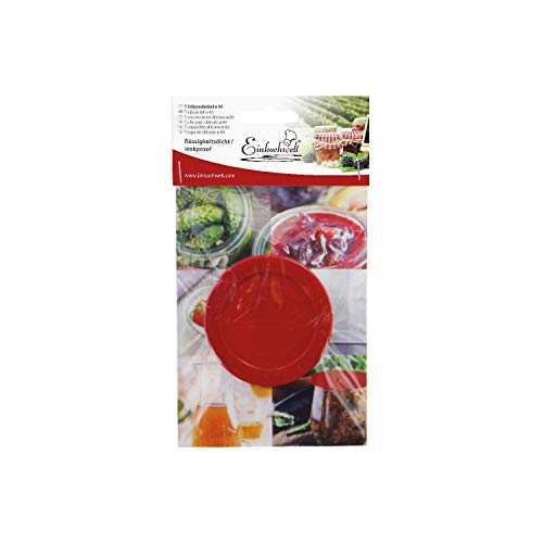 EINKOCHWELT Silikondeckel, Ø 60 mm flüssigkeitsdicht, für Weck-Gläser, rot (12 Stück) von EINKOCHWELT