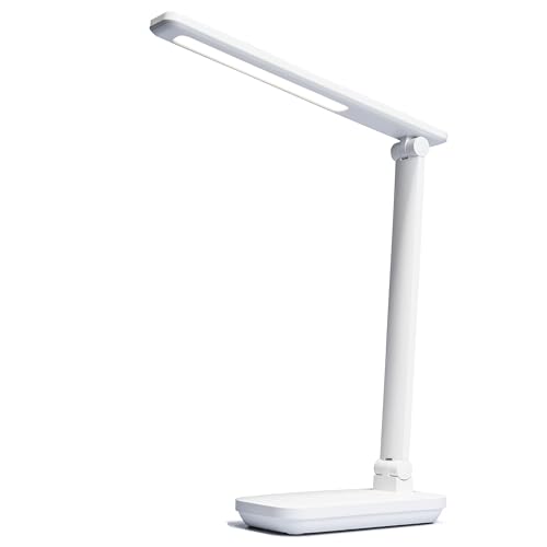 einlicht LED Schreibtischlampe | PULT | touch dimmbare Schreibtischleuchte kabellos 400 Lumen, Akku Leselampe einstellbar schwenkbare Nachttischlampe neutralweiß 4000K 34cm hoch, USB-C laden, weiß von EINLICHT