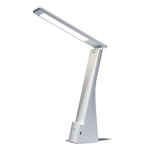 einlicht LED Schreibtischlampe | TAFEL | touch dimmbare Schreibtischleuchte kabellos 5W, Leselampe schwenkbar Nachttischlampe neutralweiß 4000K 26cm hoch, USB-C laden, weiß von EINLICHT