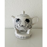 Teekanne Mit Stövchen Aus Kollektion „Elefanten" von EINMALIGBEMALTES