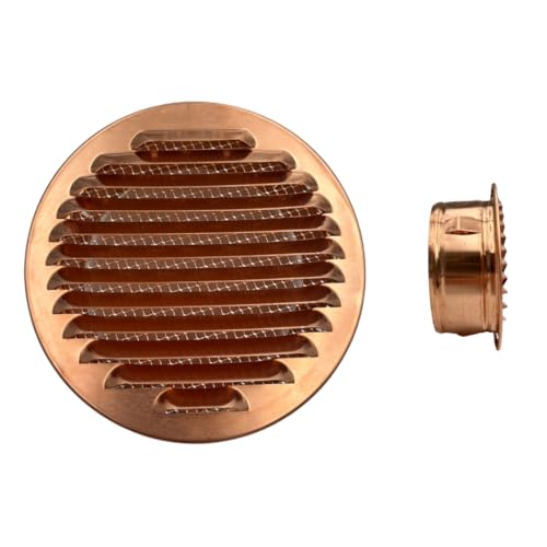 EINSIDE Lüftungsgitter aus Kupfer mit Insektennetz, Lüftungsabdeckung für den Innen und Außenbereich und rundem Anschlusssockel, ø 150 mm von EINSIDE