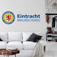 Fußball Wandtattoo Eintracht Braunschweig Löwe Wappen Logo Schriftzug Wandbild selbstklebend 80x28cm - blau von EINTRACHT BRAUNSCHWEIG