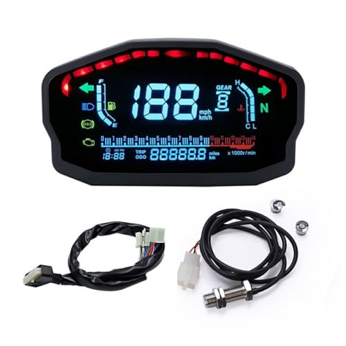 EIOLWJIEO LCD Digital Motorrad Tachometer, digitaler Kilometerzähler, Kilometerzähler, LCD Tachometer, LCD Digital Tachometer, Kilometerzähler, Drehzahlmesser von EIOLWJIEO