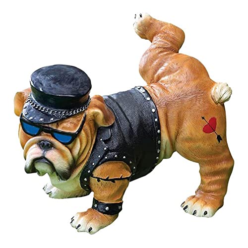 New Guy Bulldogge Pinkeln Hund Statue mit Sonnenbrille Nordische Tiere Dekoration Gartenzwerg Lustige Skulptur Z3x0 von EIRONG
