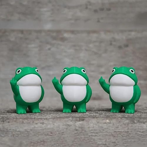 EIRZNGXQ Rebellische Frosch Figur, 3D Gedruckt Frecher Frosch Frosch Frosch Figuren Niedliche Frosch Dekorationen mit Mittelfinger Spaß Schreibtisch Zubehör von EIRZNGXQ