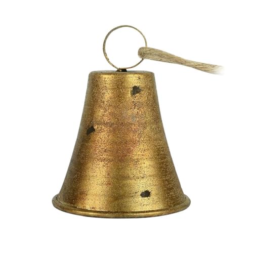 Goldene Kuhglocken-Ornamente für Weihnachtsbaum- und Türdekorationen, Weihnachts-Metall-Vintage-Gold-Handglocken für Türklinken, Weihnachts-Hochzeits- und Party-Dekoration (Golden 1pcs) von EIRZNGXQ