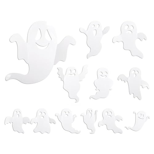 Halloween 3D-beleuchtete Fledermäuse, 2025 neue Magnete, LED-Fledermaus-Wandaufkleber, Dekorationen, Gartenlichter für den Außenbereich, Halloween-Partyzubehör für Wand (12pcs ghost 1set) von EIRZNGXQ