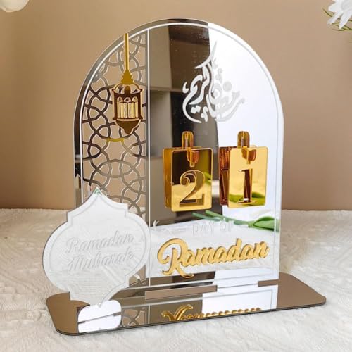 EIRZNGXQ Ramadan-Kalender, Countdown bis Eid, Acryl Ramadan Adventskalender Dekorationen, Countdown-Kalender, Dekorationen, 30 Tage Ramadan-Party-Ornament von EIRZNGXQ