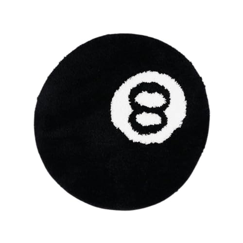 Simulation Billard 8 Ball Teppich, Anti-Rutsch Rund 8 Ball Area Rug für Schlafzimmer, Schwarz Teppich Dekor Teppiche, Bad Bodenmatte für Wohnzimmer, Heimdekoration von EIRZNGXQ