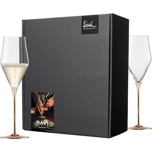 Champagnergläser Ravi Gold 260 ml - 2 Stück im Geschenkkarton von Eisch Glaskultur