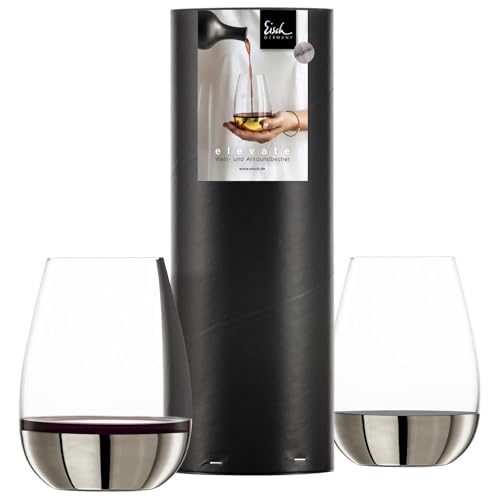 EISCH Allround- & Weinbecher ELEVATE 550 ml 2er Set – Kristallglas mit echter Platinveredelung, Für Rotwein, Cocktails & Wasser, 2 Stück in Geschenkröhre, Handwäsche empfohlen, Platin von EISCH