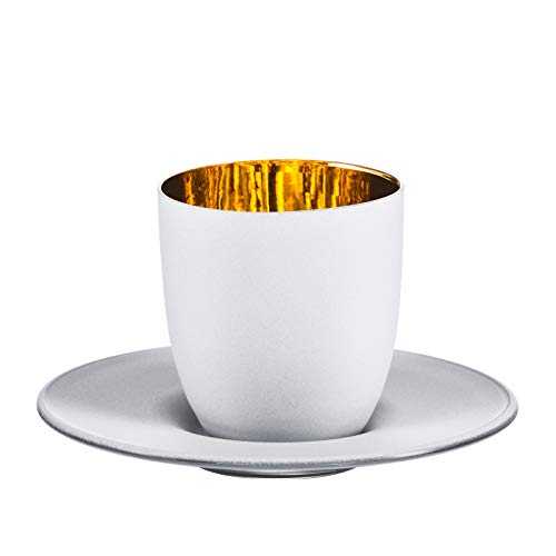 EISCH Cosmo Gold/Weiß Glas Espressotasse mit Untertasse von EISCH