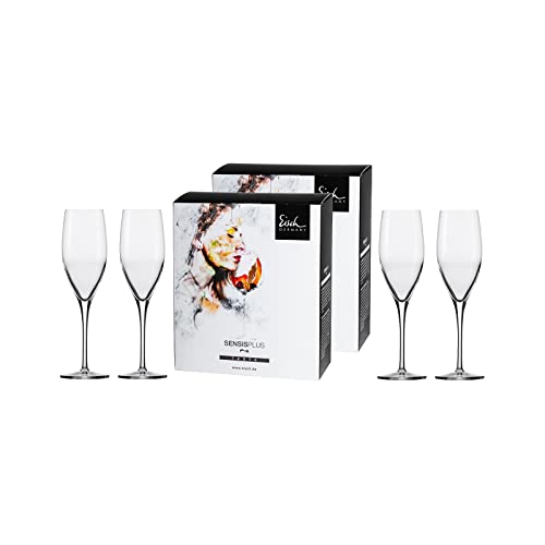 Eisch 4-teiliges Gläser-Set im farbigen Geschenkkarton, Superior SensisPlus, Spülmaschinenfest - Champagnergläser von Eisch Glaskultur