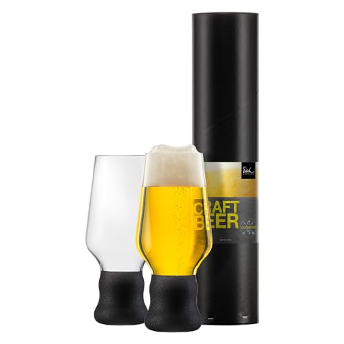 EISCH Biergläserset Bierseidel Bierkrug Bierkelch Craft Beer Bierbecher Experts Black – 2 Stück in Geschenkröhre 450ml von EISCH