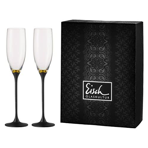 'Eisch – Champagner Exklusiv, "gold-schwarz 500/78 2 Sektgläser im Geschenkkarton (47750078) von EISCH
