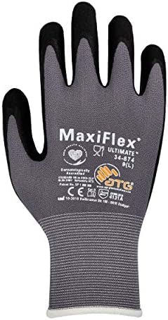 EISENHELD MaxiFlex Ultimate 34-874 12 Paar Nitrilhandschuhe Arbeitshandschuhe Schutzhandschuhe Griphandschuhe Gartenhandschuhe EN 388:2016 + A1:2018 (4131A) + 10 Sicherheitsregeln (Größe 12 (XXXL)) von EISENHELD